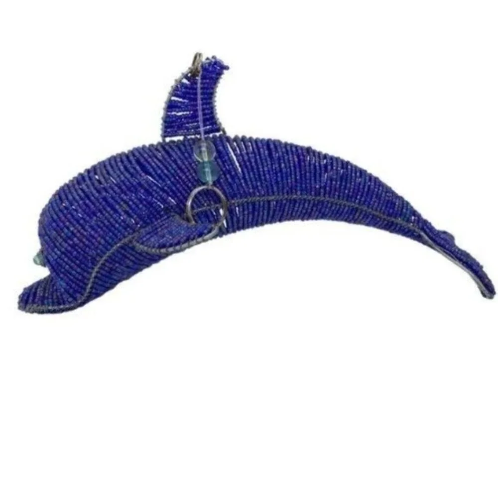 Beadworx Glass Beaded Dolphin Wire Sculpture